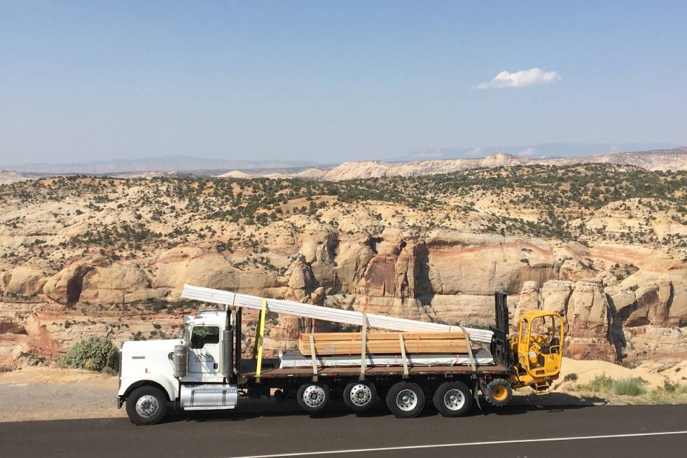 lumber being transported