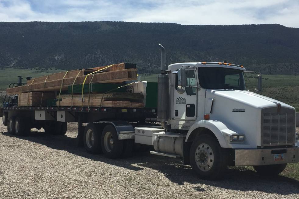 side view of a lumber truck